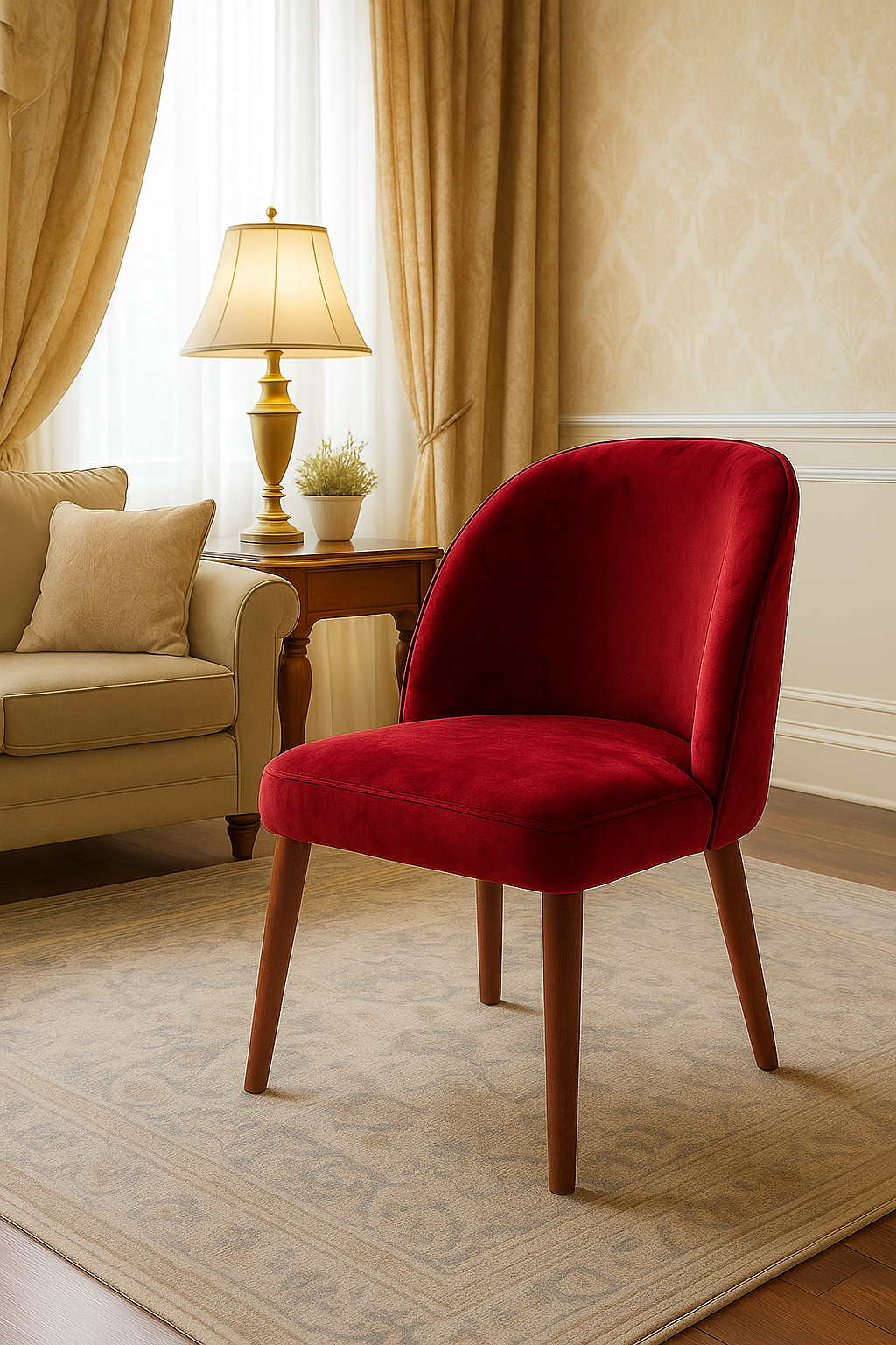 Wine Velvet Elegance Chair