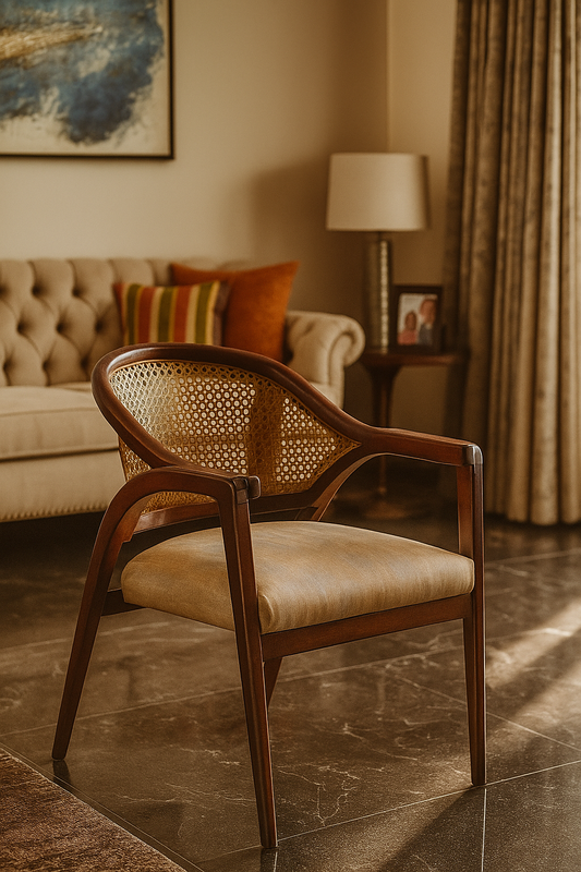 Teak Harmony Cane Chair