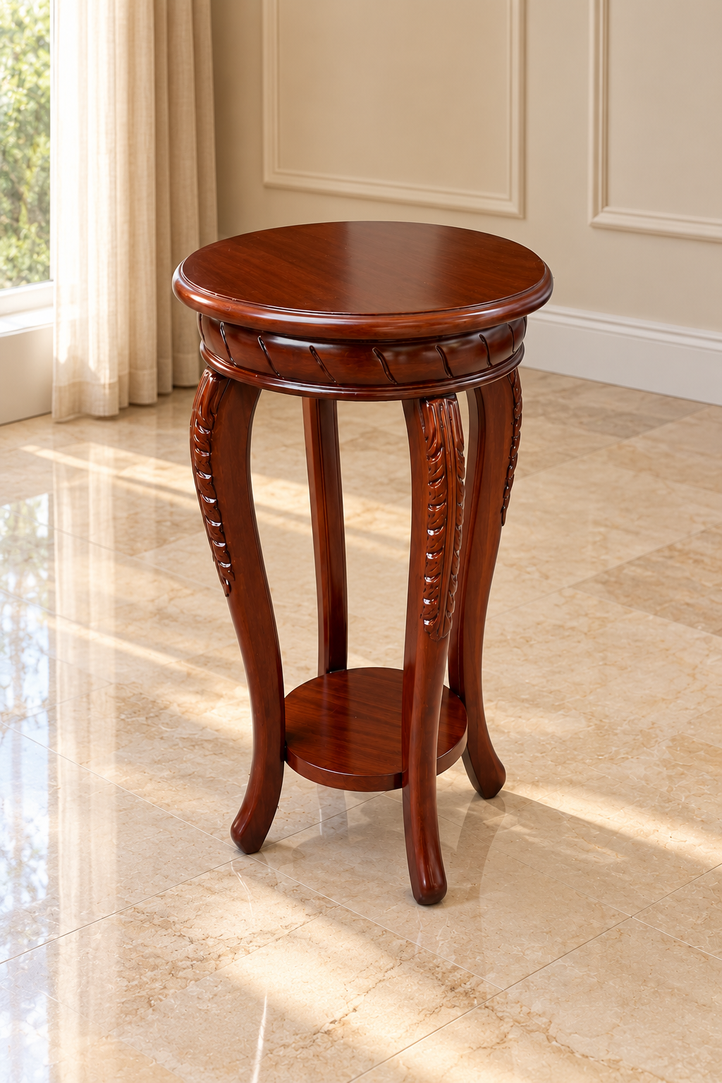 GraceCurve Teak End Table – Light Walnut