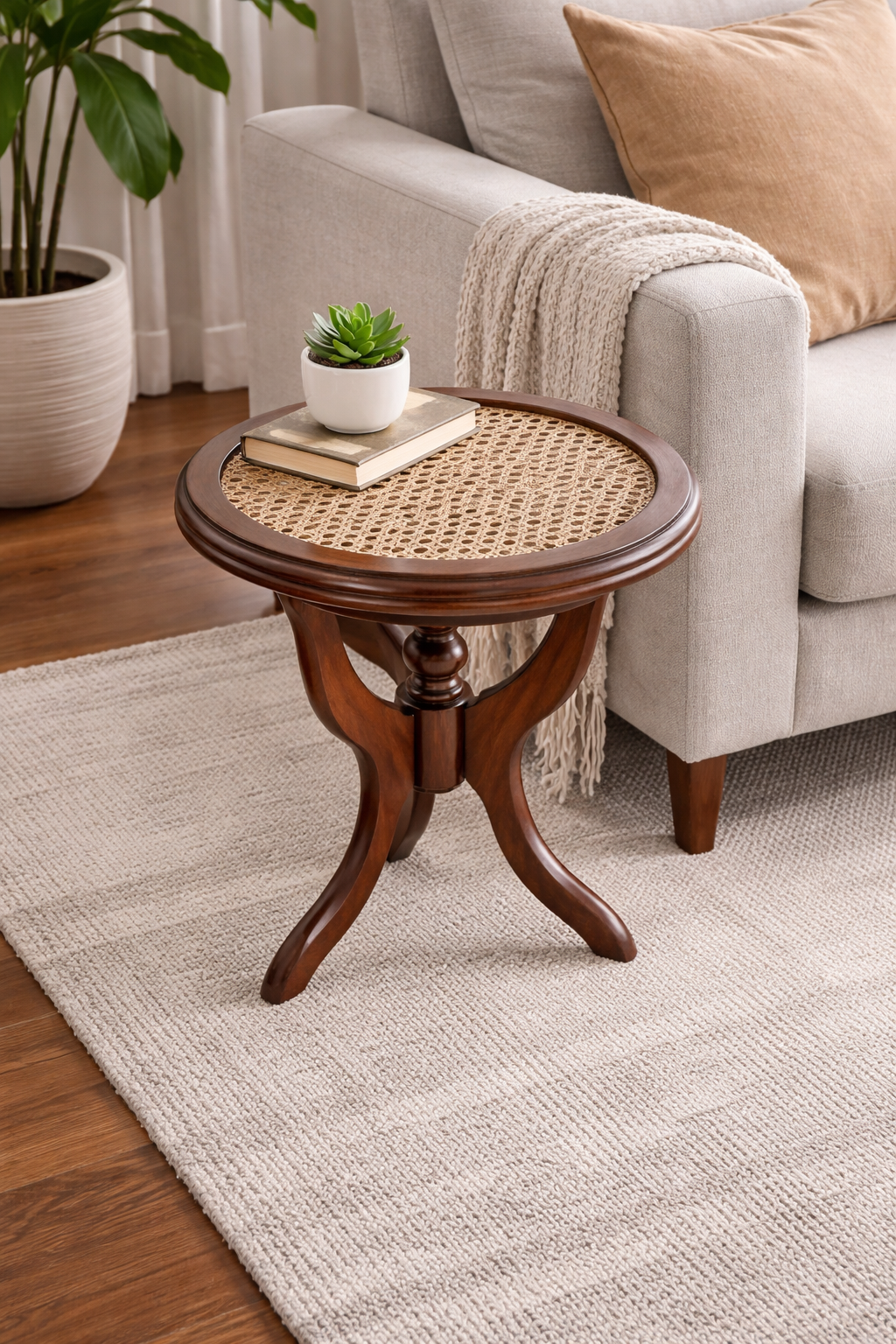 Heritage Cane Accent Side Table