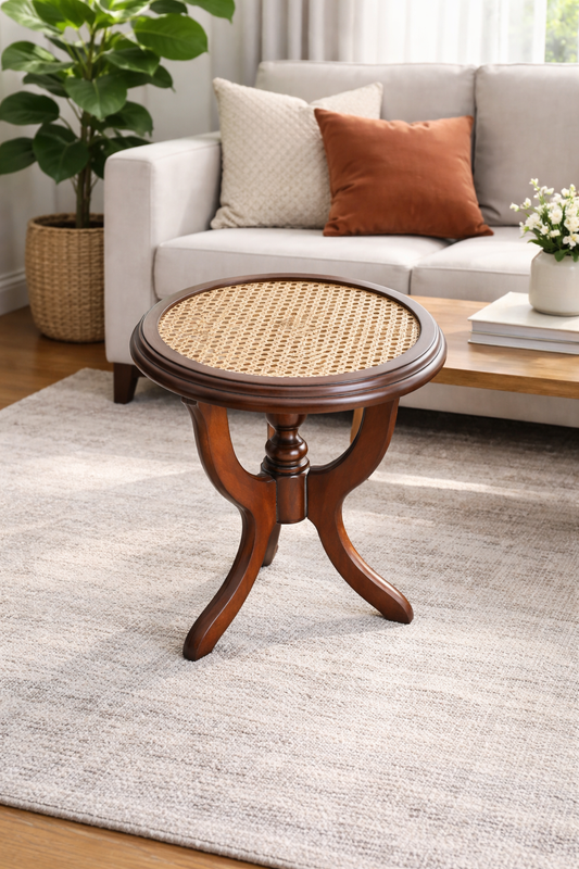 Heritage Cane Accent Side Table