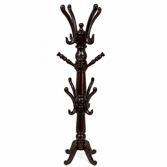 Regal CP Teak Wood Coat Stand – Dark Walnut Finish
