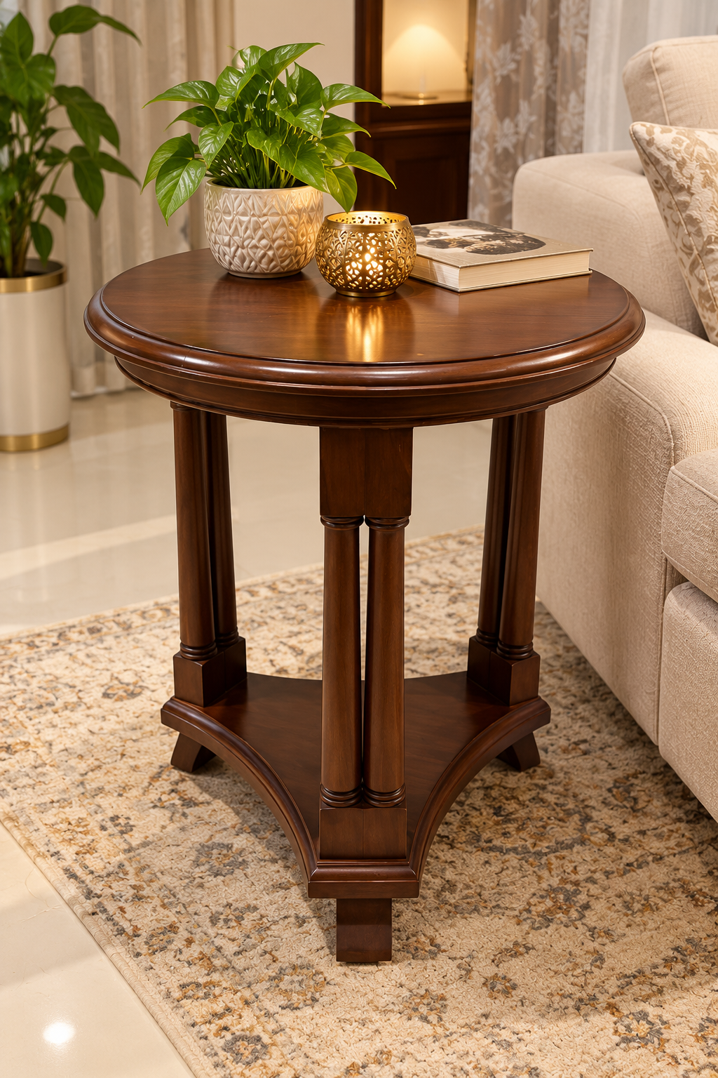 Regal Pillar Teak Side Table